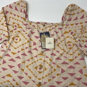 Faherty B.Yellowtail Sun Road Cali Top Blouse Puff Sleeve Women's Size Small NWT